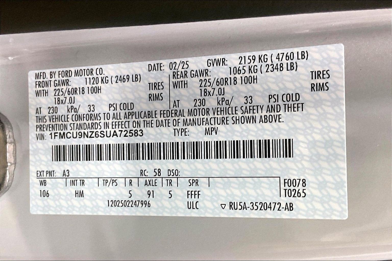 2025 Ford Escape ST-Line Select